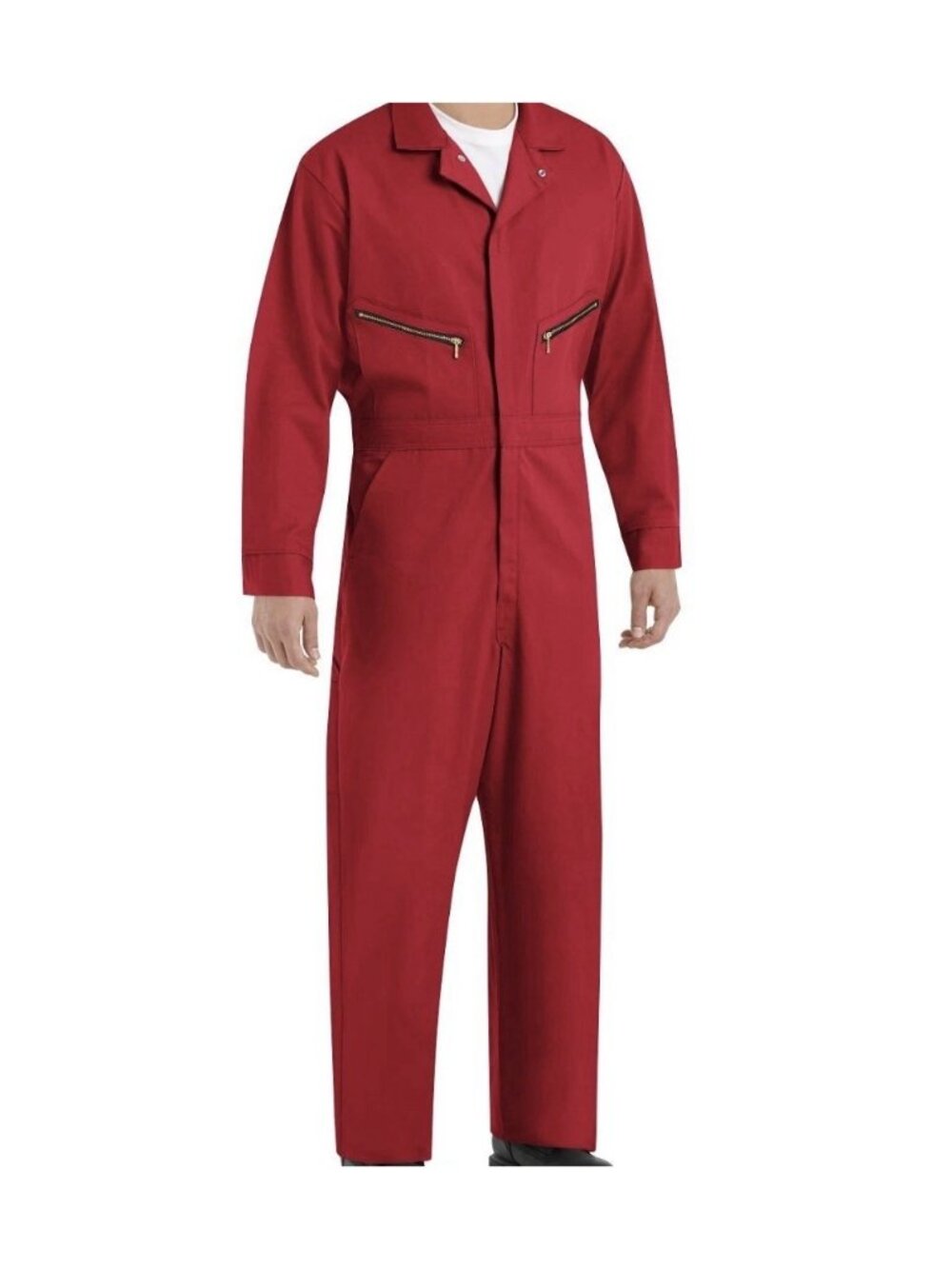 Mens RED COVERALL Cotton Jumpsuit 52R/2XL Work Uniform  Red Kap CC18 Zip Closure